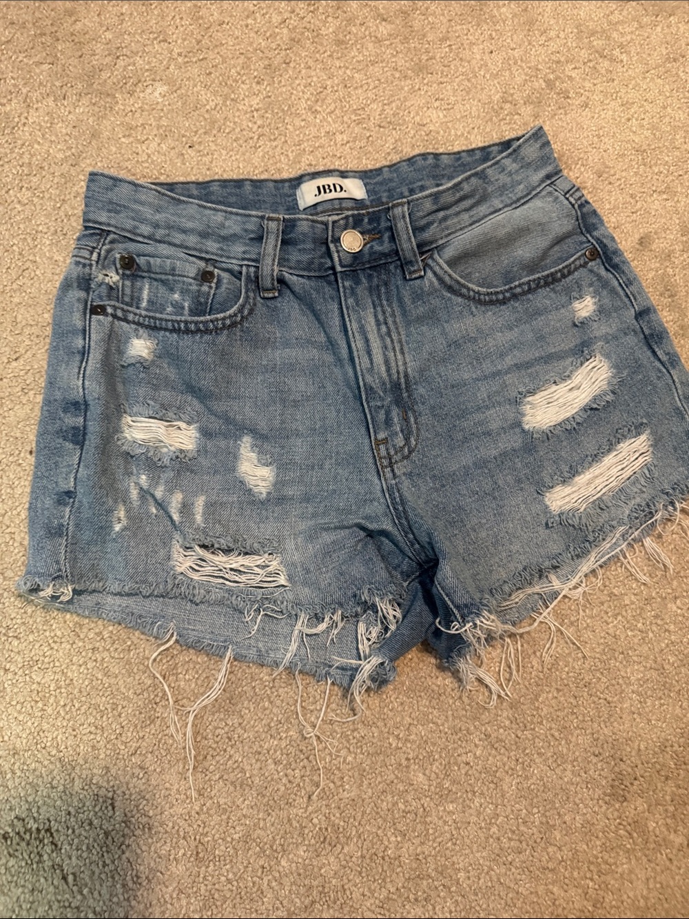 Just Black Light Blue Distressed Denim Shorts